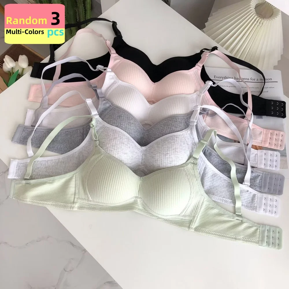 Soutien-gorge pour jeunes filles, 3 pièces, couleurs aléatoires, sous-vêtements pour filles, soutien