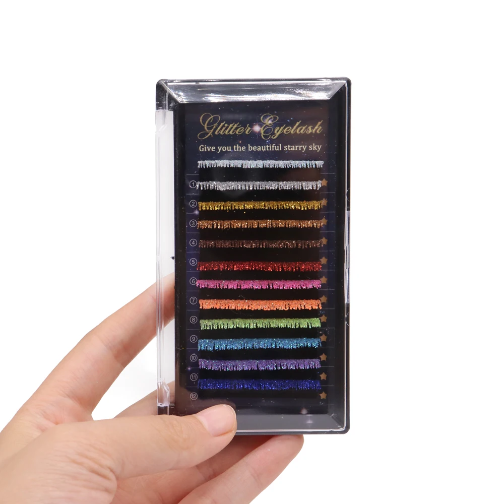 Mix Colors Glitter Shiny Classic Lashes Trays 3D Eyelash Extensions Make Up for Party Use