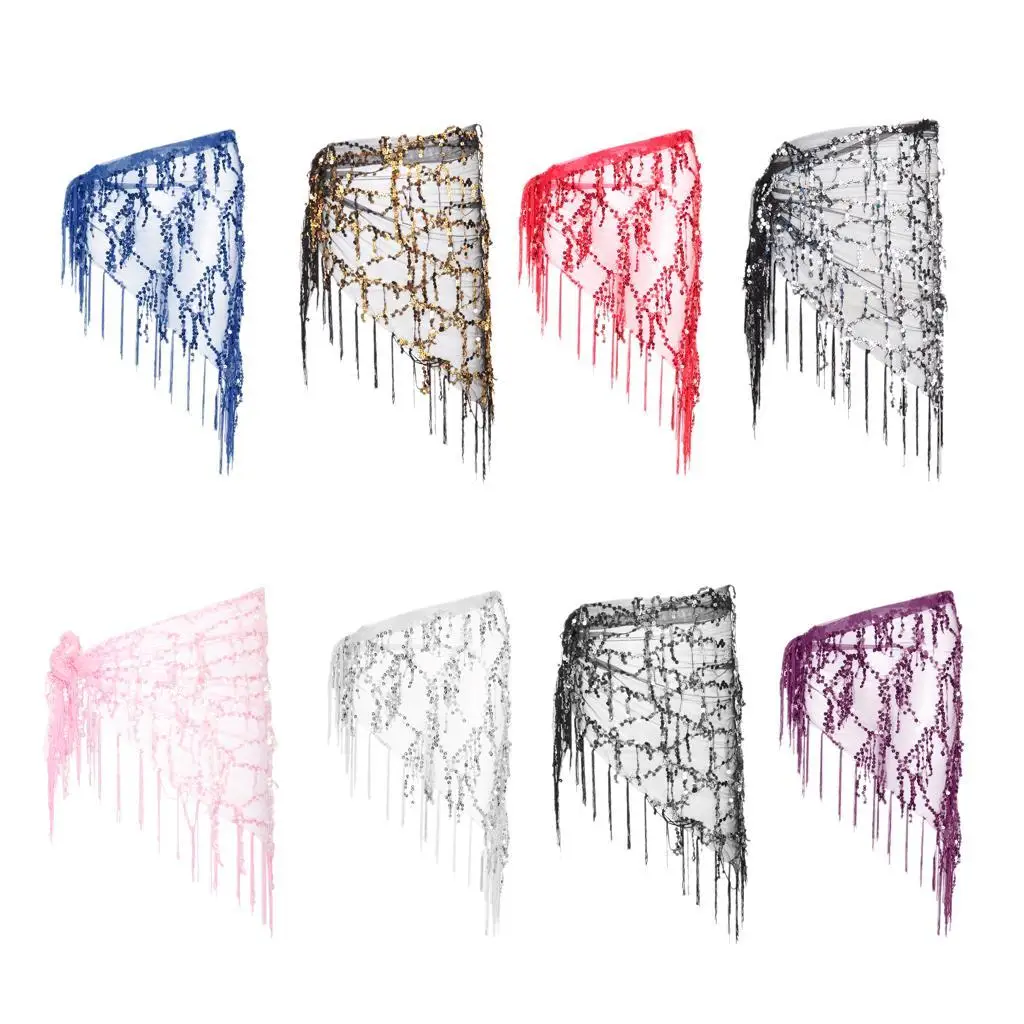 Colorful Sequin Fringe Tassel Hip Skirt Wrap Bohemian Belly Dance Waist Chain Costume for Nightclub Performance