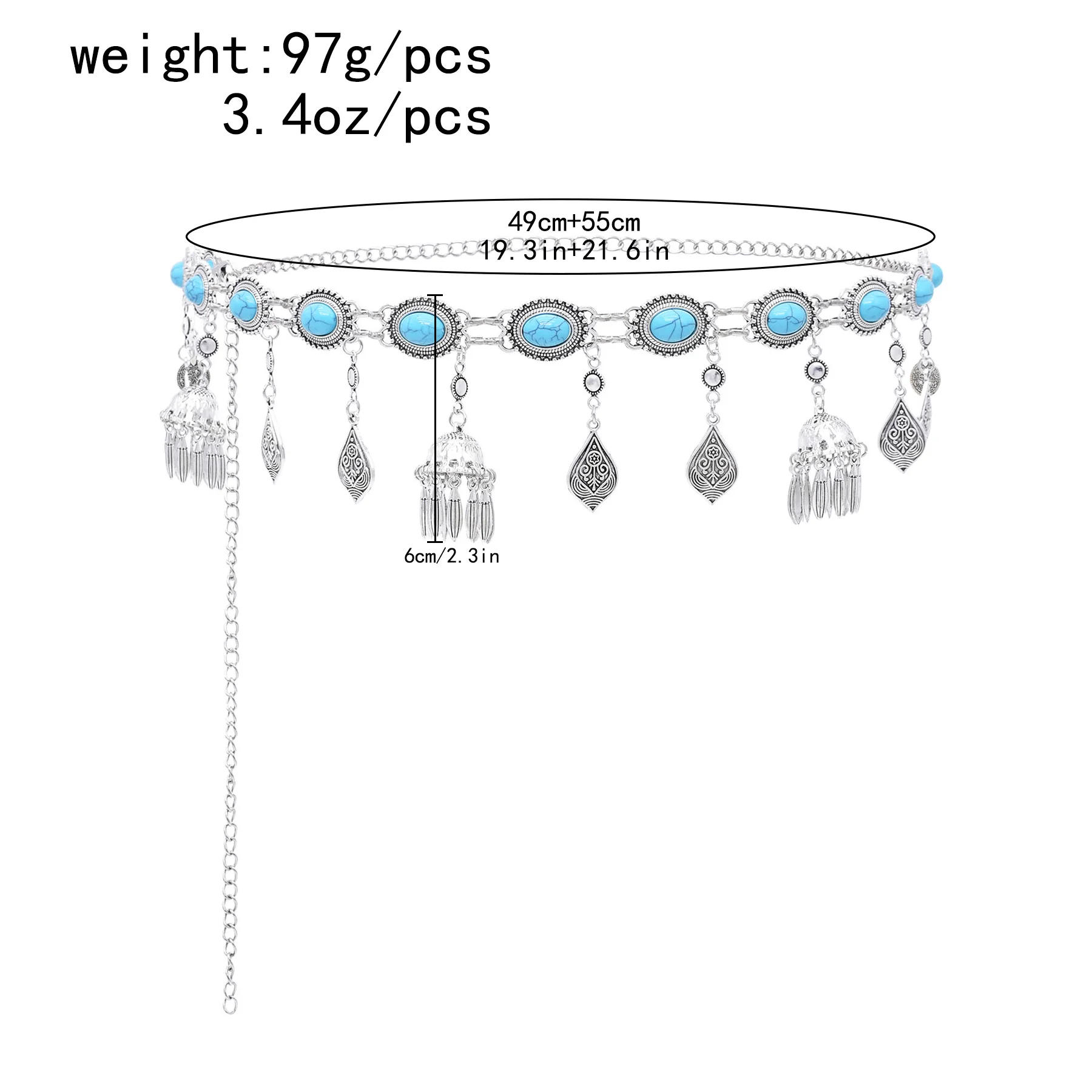 البوهيمي الفيروز عملات قلادة الخصر سلسلة للنساء خمر فضي الهندي الأفغاني الغجر الرقص حفلة الجسم البطن مجوهرات هدية