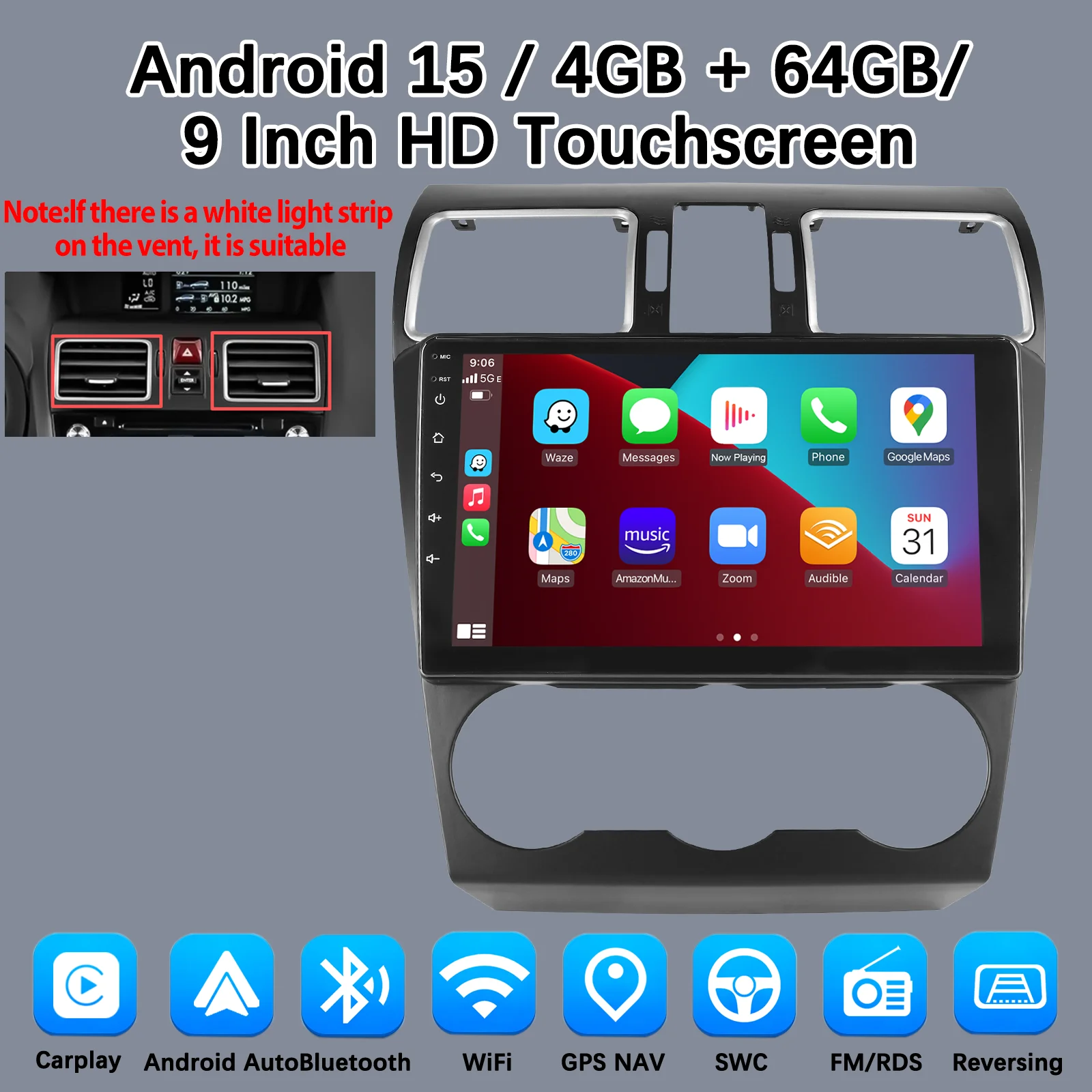 Carplay Android 15 Auto voor Subaru Forester 4 SJ XV WRX 2012-2015 2018 2 Din Auto Multimedia Stereo Speler GPS Navigatie Wifi