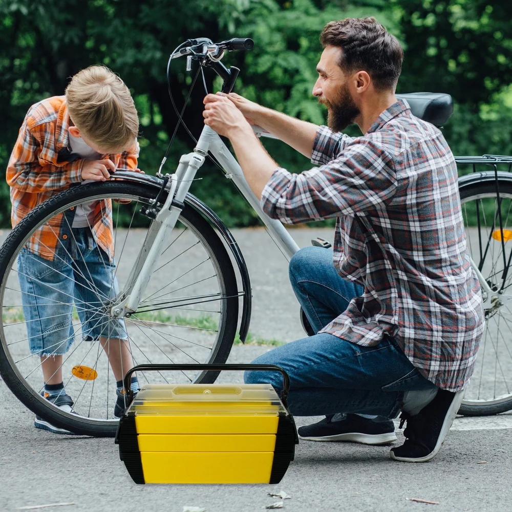 Portable 3-Tier Tool Box with 5 Compartments Durable Plastic Organizer Tools Fishing Tackle Crafts and Hardware Storage