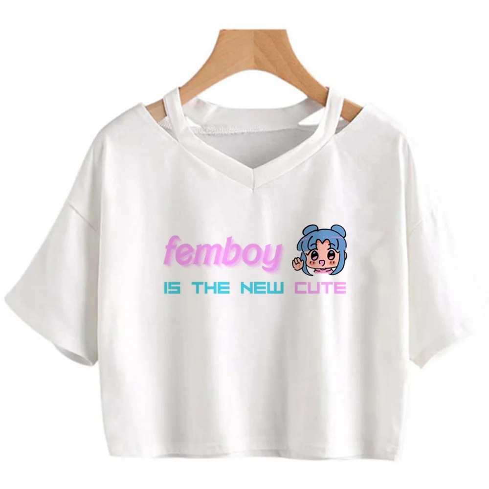 Femboy 90s korean fashion crop top Female vintage gothic  trashy cropped