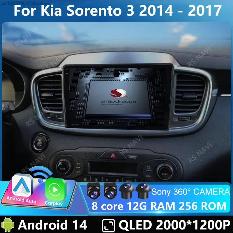 

Android 14 Car Radio For Kia Sorento 3 2014 - 2017 Stereo Auto Multimedia 4G WIFI GPS Navigation Carplay Head Unit NO DVD 2DIN