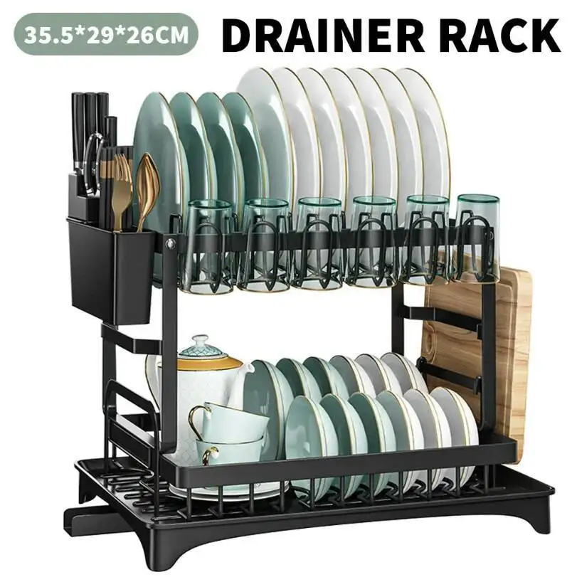 

Sink Kitchen Adjustable Plates Organizer Dish Bowl Drainer Rack Cutlery Storage Holder