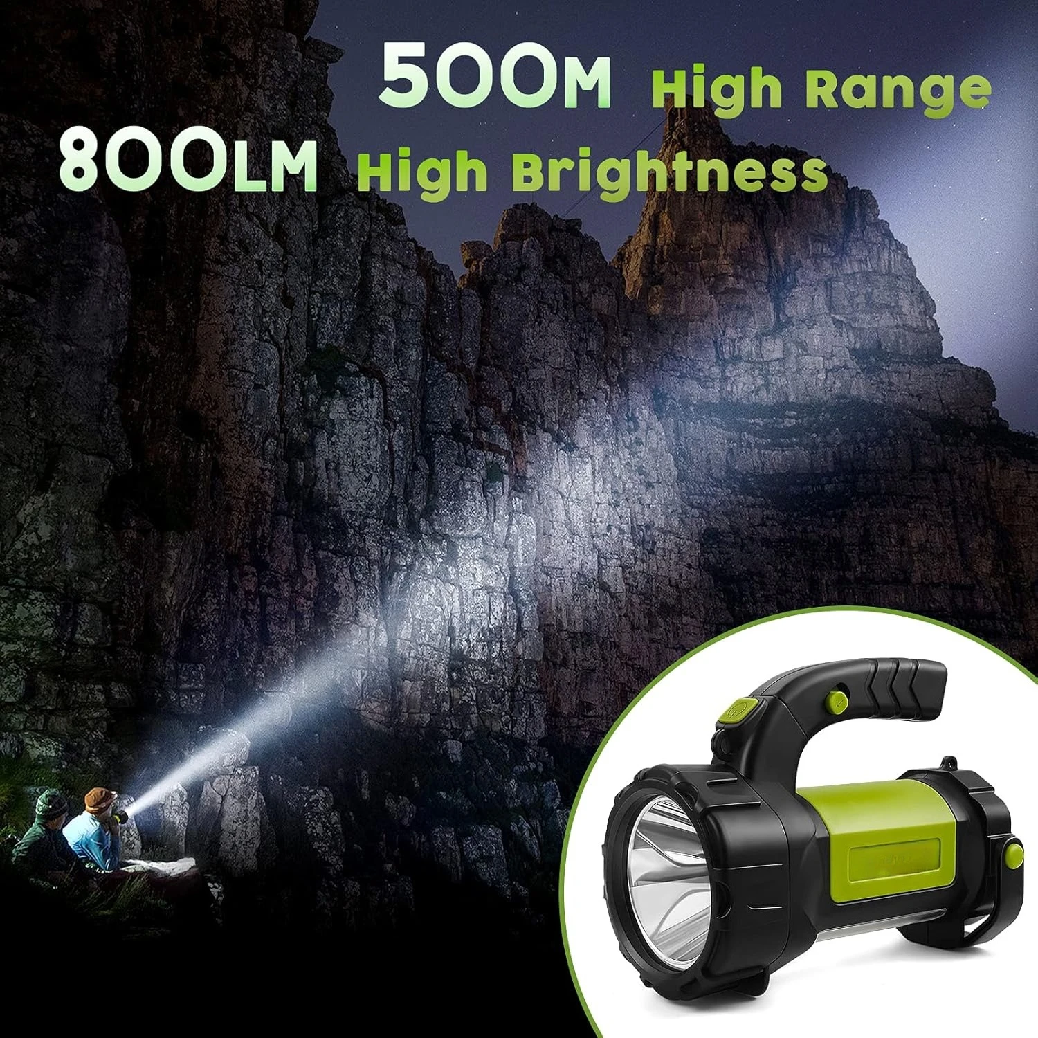 LED+COB Portable Camping Work Light USB Rechargeable Lantern Outdoor Waterproof Searchlight Fishing Spotlight 3600mAh Power Bank