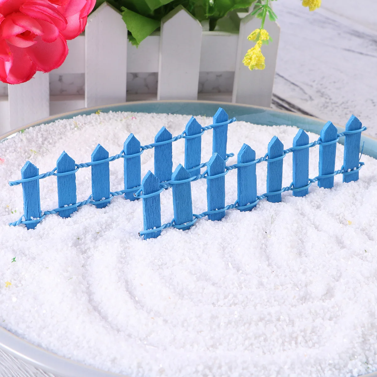 

10Pcs Micro Landscape Small Fence Wooden DIY Picket Fence for Fairy Garden Mini House Christmas Tree Decor Dark Blue