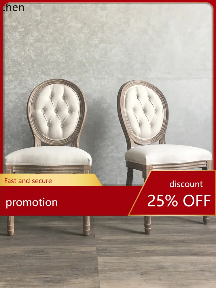 

YFY Solid Wood Vintage Dining Chair Study Chair Classical Beauty Salon Club Nail Chair