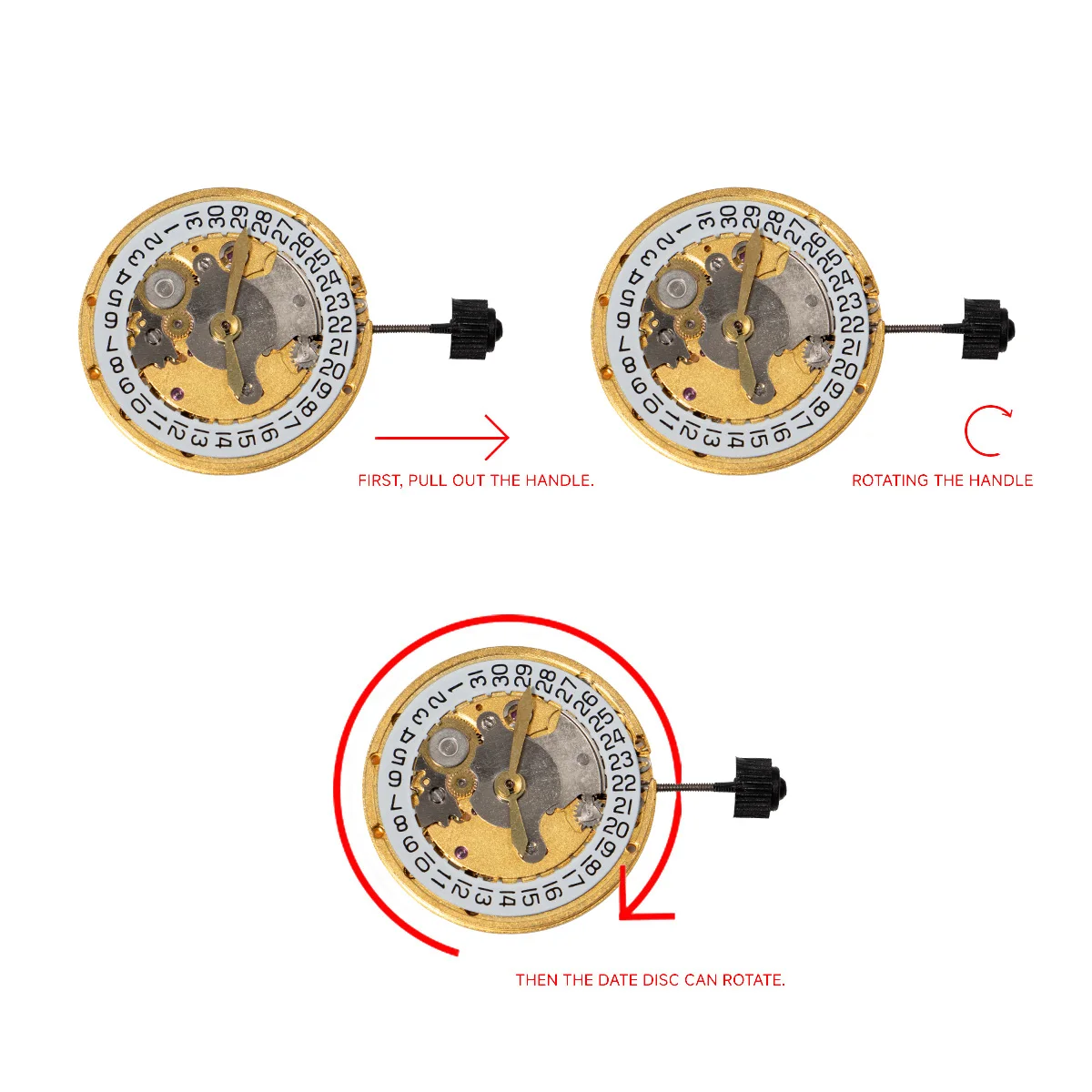 China Made ETA 2824 Watch Movement Mechanical Movement at 3 o'clock Automatic For 2824 Movement Watch Repair Parts Gold color