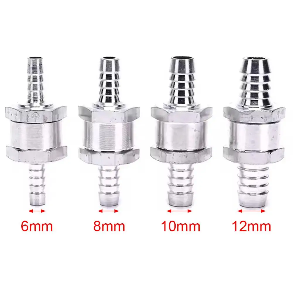 6mm Aluminum Fuel Check Valve - Universal One-Way Non-Return Valve for 6/8/10/12mm Gasoline & Diesel Automotive Lines