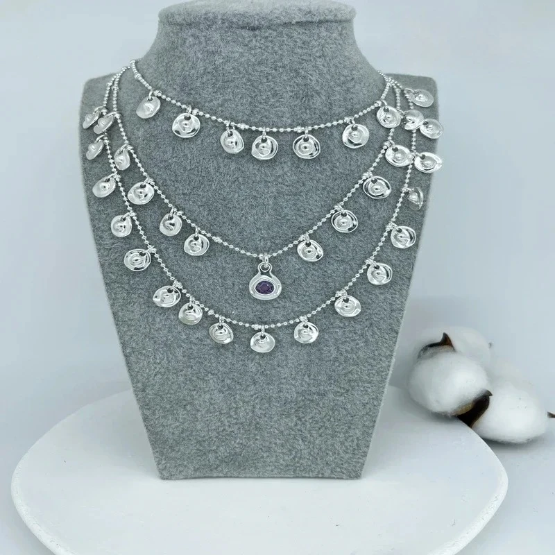 

Vintage and mysterious multi-layered amethyst tassel, wheat ear necklace, women's accessories, giving friends party gifts