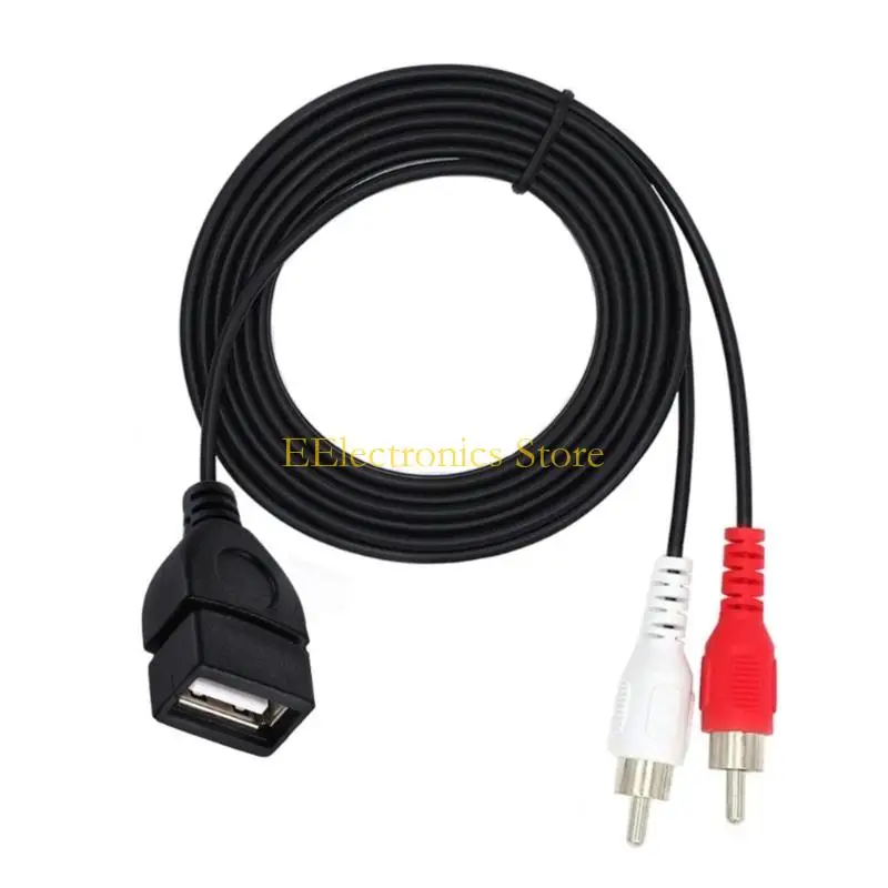 B03C USB2.0 Female to 2RCA Male Cable Splitter 2RCA to USB Adapter for HDTV Television Home Theater Amplifiers Speaker Car