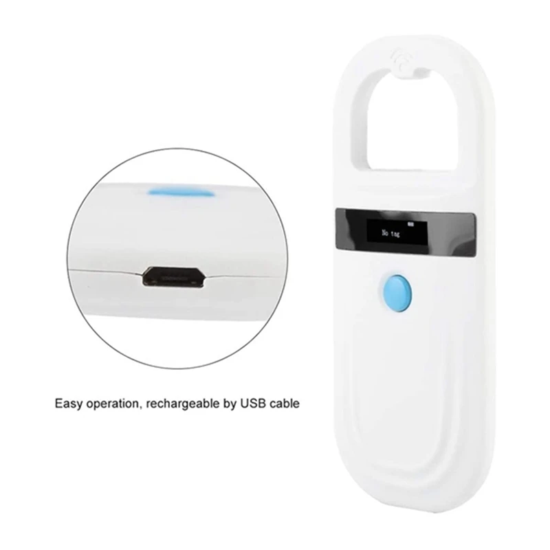 Microchips Reader RFID 134.2 Khz, ID Microchips Scanner With 0.91 Inch High Brightness OLED Display For Animal Tracking Durable