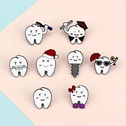 Oral health Brooches Toothbrush Christmas Hat Screw Tooth Enamel Pin Cartoon Dentist Doctor Lapel Badge Jewelry Kids Friend Gift