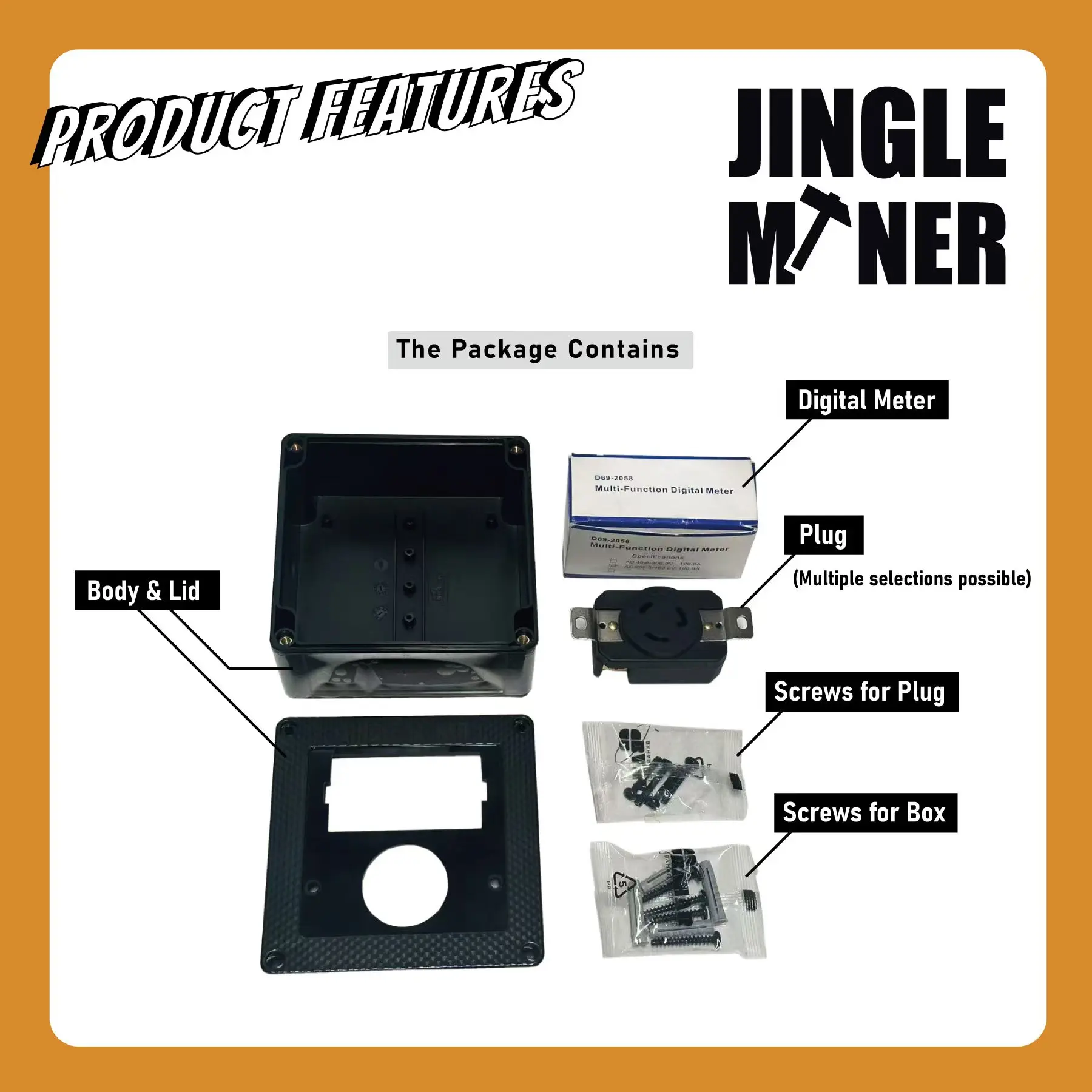 Jingle Mining Multifunctional Socket with Monitor LCD Voltmeter Ammeter Meter Box DIY crypto mining machine spare parts