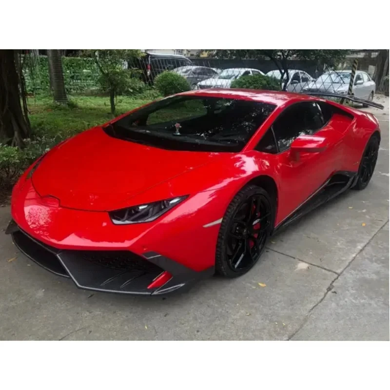 M Style لـ Huracan LP610 طقم هيكل من ألياف الكربون الشفة الأمامية الناشر الخلفي تنورة جانبية ترقية خلفية #4