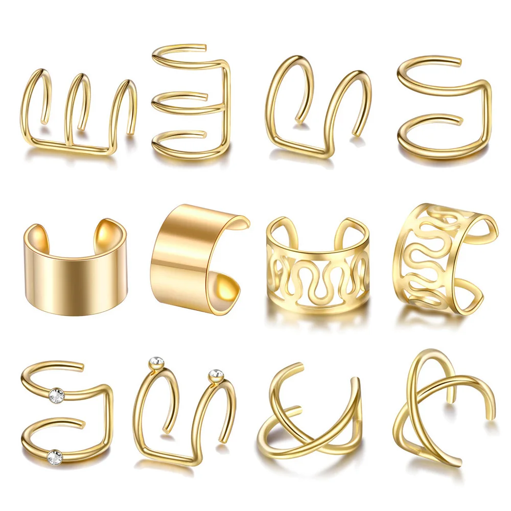Gold Dreadlock Dread Hair Braid Non-Piercing Ear Clip Beard Jewelry Hair Rings Beads Cuffs Tube Charms  Hair Accessories 1-12pcs