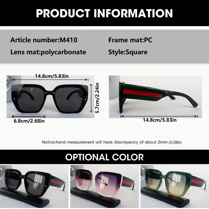 Trendy Quadratische Sonnenbrille Männer Frauen Designer Luxus Marke Große Rahmen Sonnenbrille UV400 Mode Vintage Brillen für Reisen – Detail 1