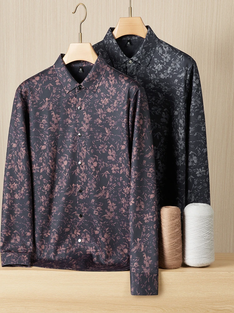 

Новинка зимы больших размеров, мужские модные Thiened Long Sve Floral irt, цельный Fce, свободные, теплые, повседневные, Faion irt