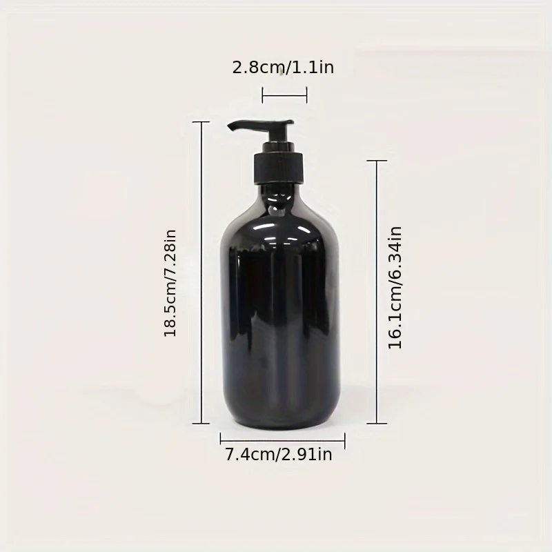 2pcs black shampoo bottle 500ml hotel shower gel packaging bottle round shoulder bottle push type lotion bottle