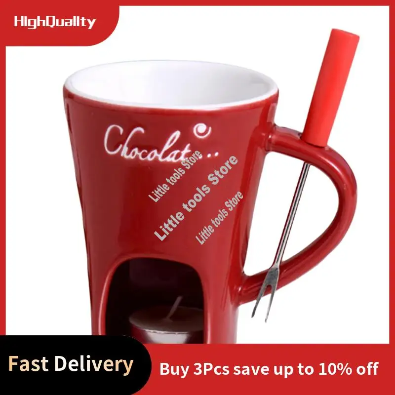 

Fondue Mug Set Chocolate Cheese Milk Cream Making Set Single Butter Melter Baking Cup Candlestick-AC17
