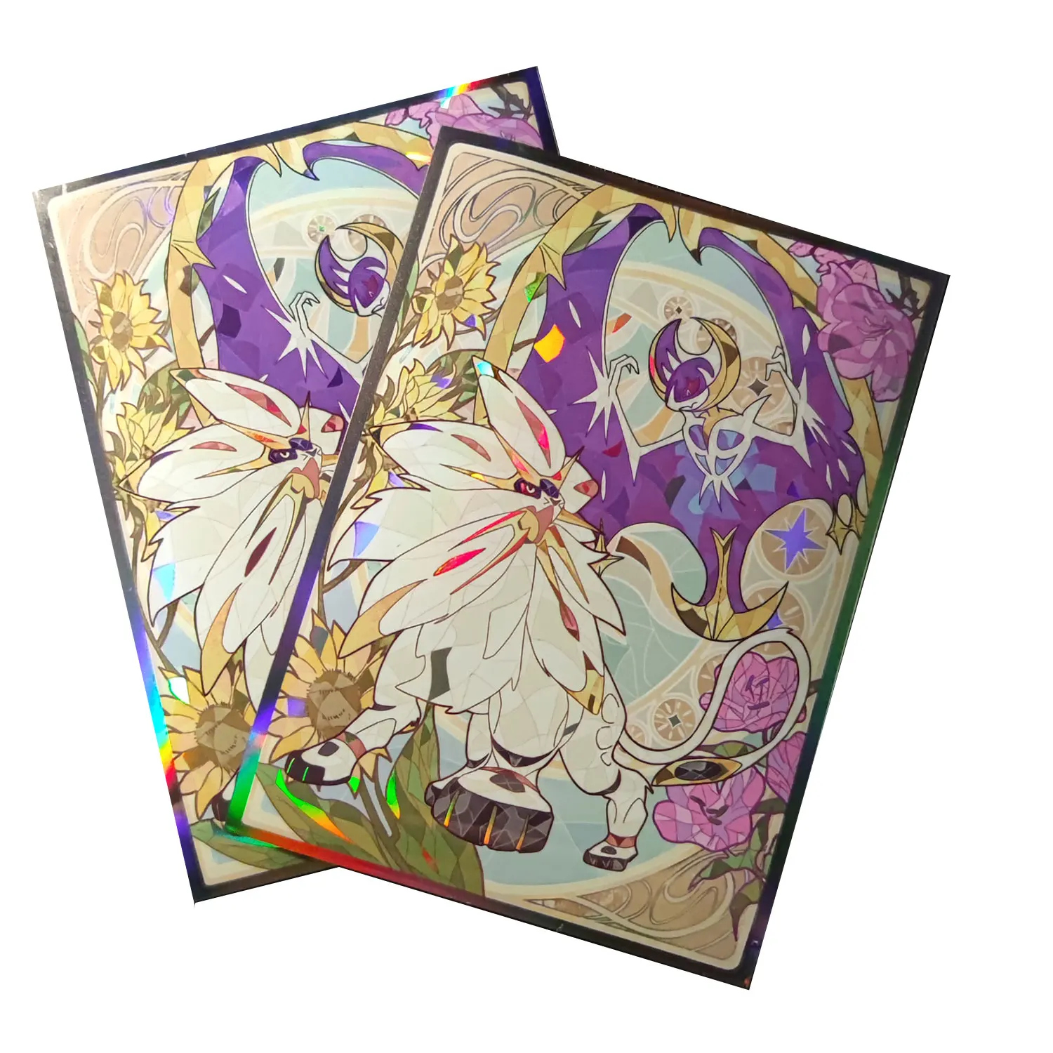 60PCS HOLO Anime Card Sleeves 66x91mm Board Game Cards Protector Card Shield Double Card Cover for PTCG/PKM/MGT WS Trading Cards