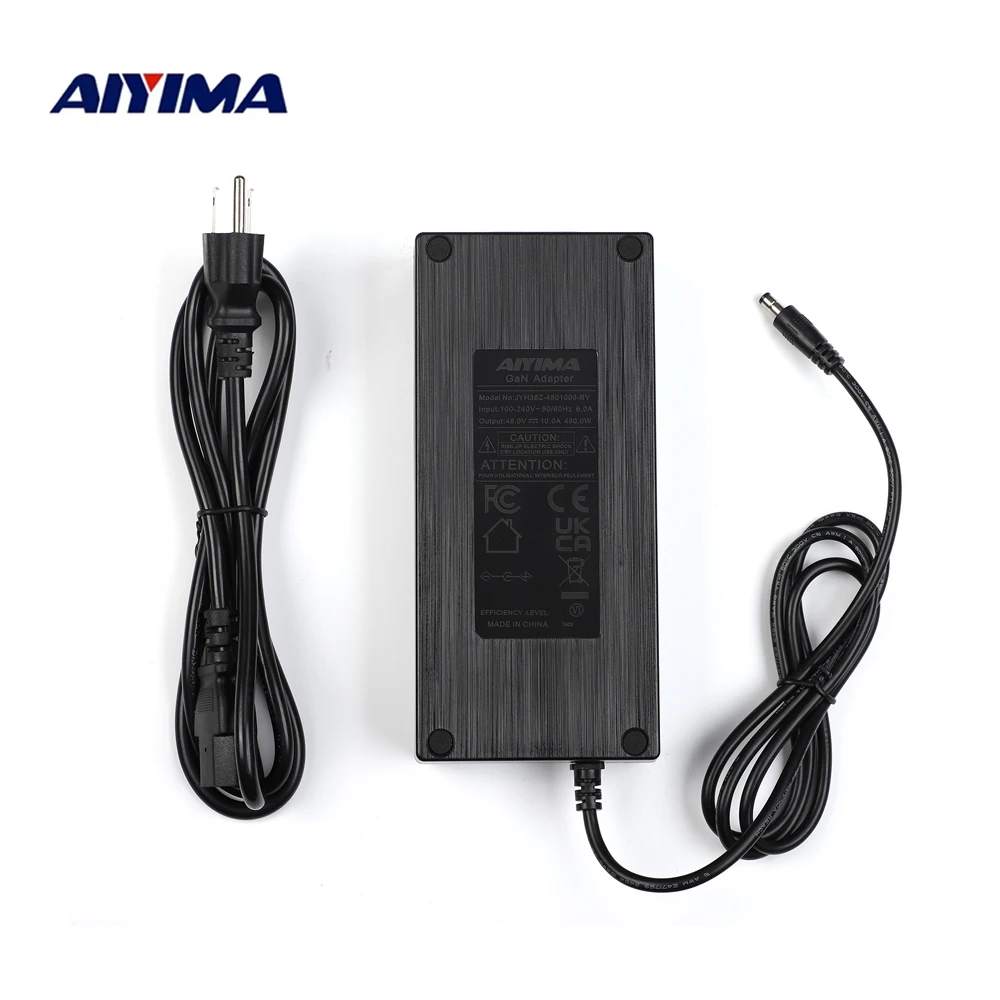 Aiyima áudio gan 48v 10a/5a dc fonte de alimentação carregador amplificador adaptador de alimentação para tpa3255 amp entrada 100-240v para a07 max/a70