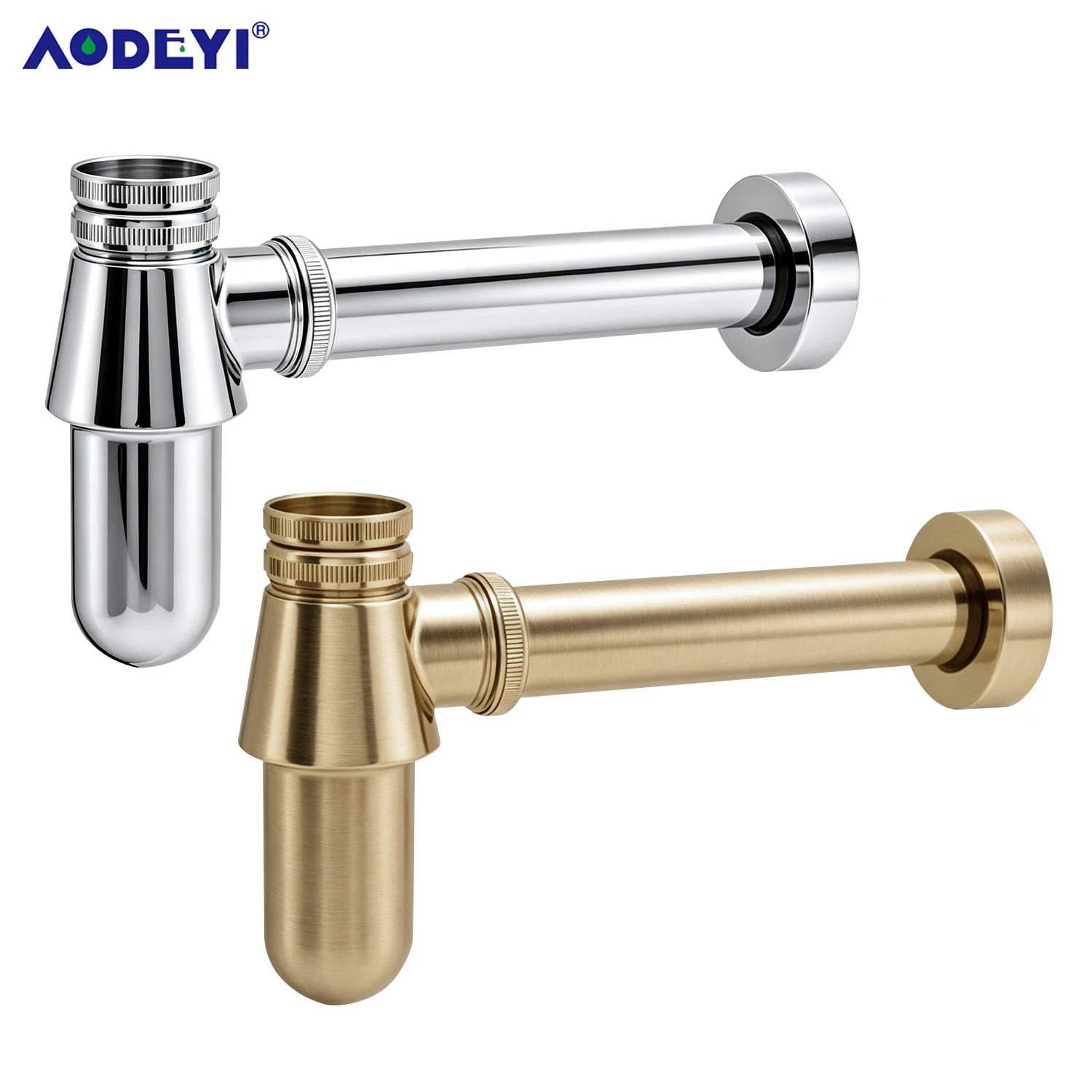 Gold Brass  Basin Bottle Trap , P-Trap,Waste Drain, Basin Mixer Waste Pipe Bottle Waste Trap Drain Kit - P TRAP