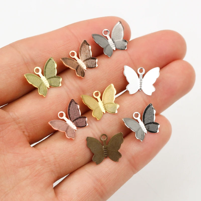 10-100pcs Metal Copper Butterfly Filigree Wraps Connectors Charm DIY Jewelry Accessories Findings Supplies For Jewelry