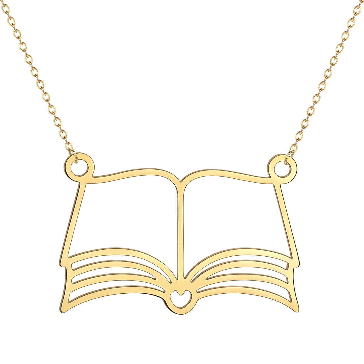 Books  Pattern Pendant Necklace Gift Bookworm Favorite Books Necklace Stainless Steel Jewelry for  Reading Lover