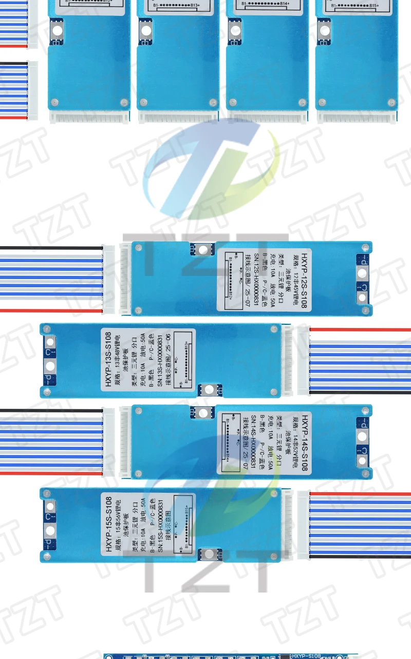 1/3 Stück 12S 13S 14S 15S BMS 50A 3,7V Ternäre Li-Ionen-Lithium-Batterie Ladeschutzplatine mit Temperaturkontrolle und geteiltem Anschluss – Detail 6