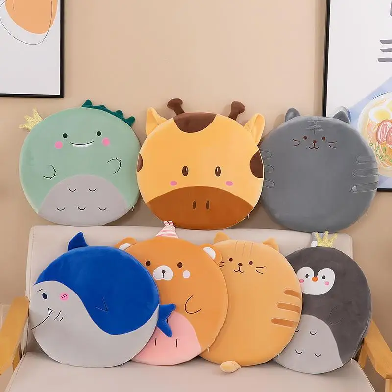 Pc Removable and Washable Behind Cushion Cartoon Elastic Memory Foam Job Chair Pad Circle Stretch Velvet Animal Seat Pillow.