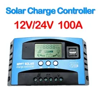 MPPT 30A 40A 50A 60A 80A 100A Solar Charge Controller DC 12V 24V LCD Display AUTO Dual USB Solar Charge And Discharge Controller