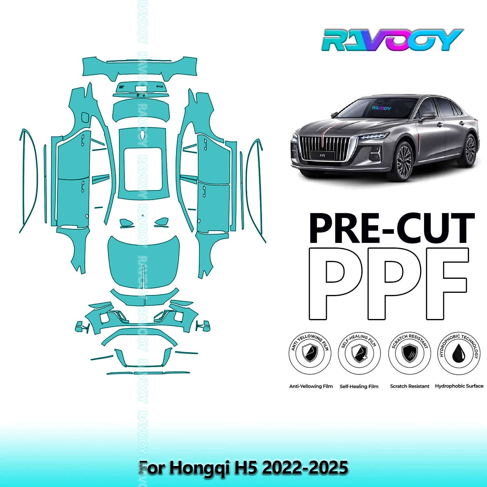 

Full Vehicle Clear Bra Precut PPF Paint Protection Film For Hongqi H5 2022-2025