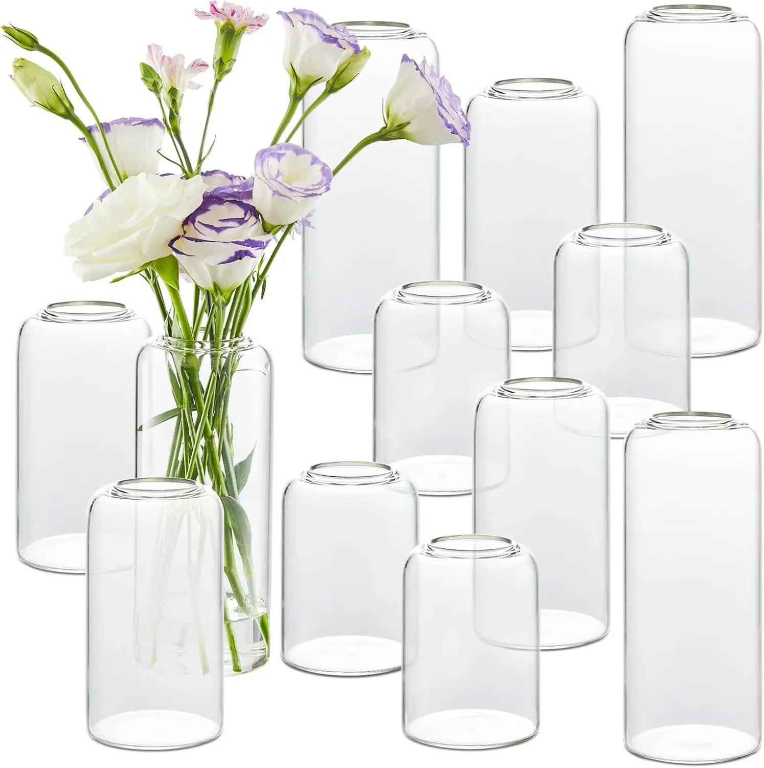 

Bud Vases In Bulk Set Of 12, Glass Small Vases For Flowers, Modern Cylinder Flower Vases For Wedding Centerpiece, Living Room