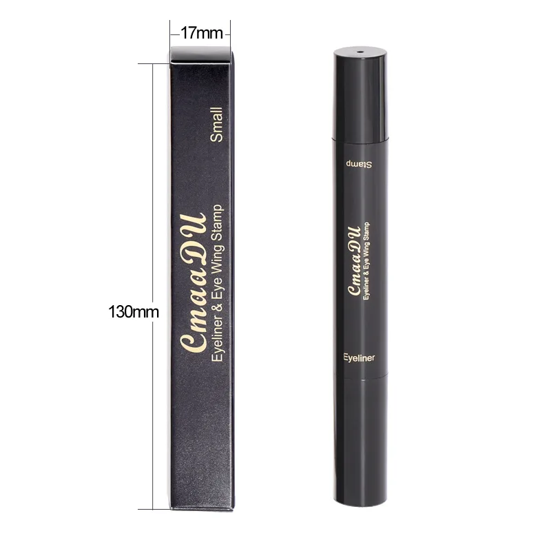 CmaaDU Big Seal Stamp Liquid Eyeliner Pen Waterproof Fast Dry Black Eye Liner Pencil with Eyeliner Cosmetic Double-ended Liner