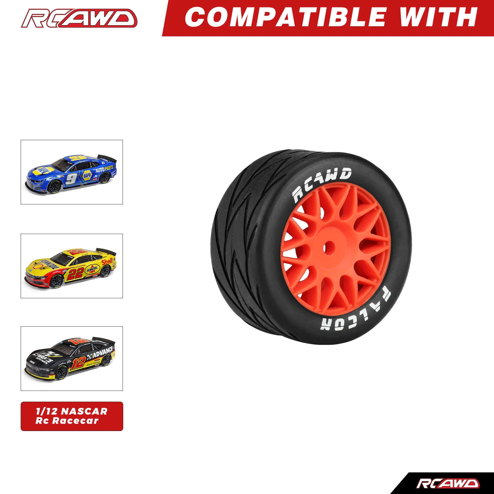 

RCAWD for LOS-1914 Pre-Glued 4Pcs Tires Wheel for 1/12 Losi NASCAR LOS-1914 LOS1122409 LOS1122408 Rubber Tire Upgrade Part