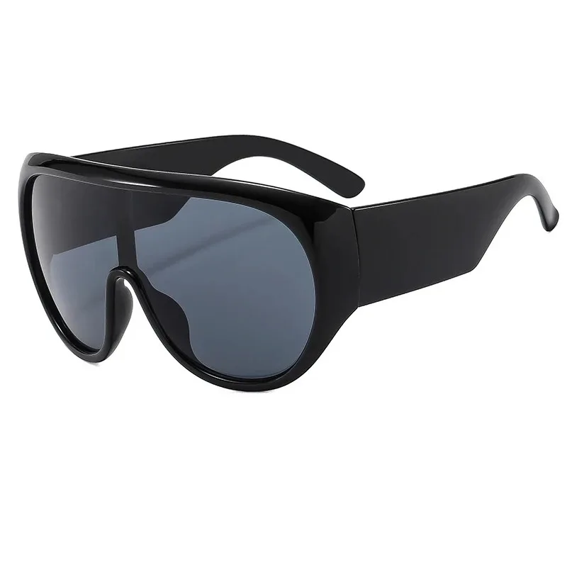 Luxury Brand Retro Big Frame Women Sunglasses Tea Color Square Pilot Shades UV400 Cool Men One Piece Sun Glasses image 2