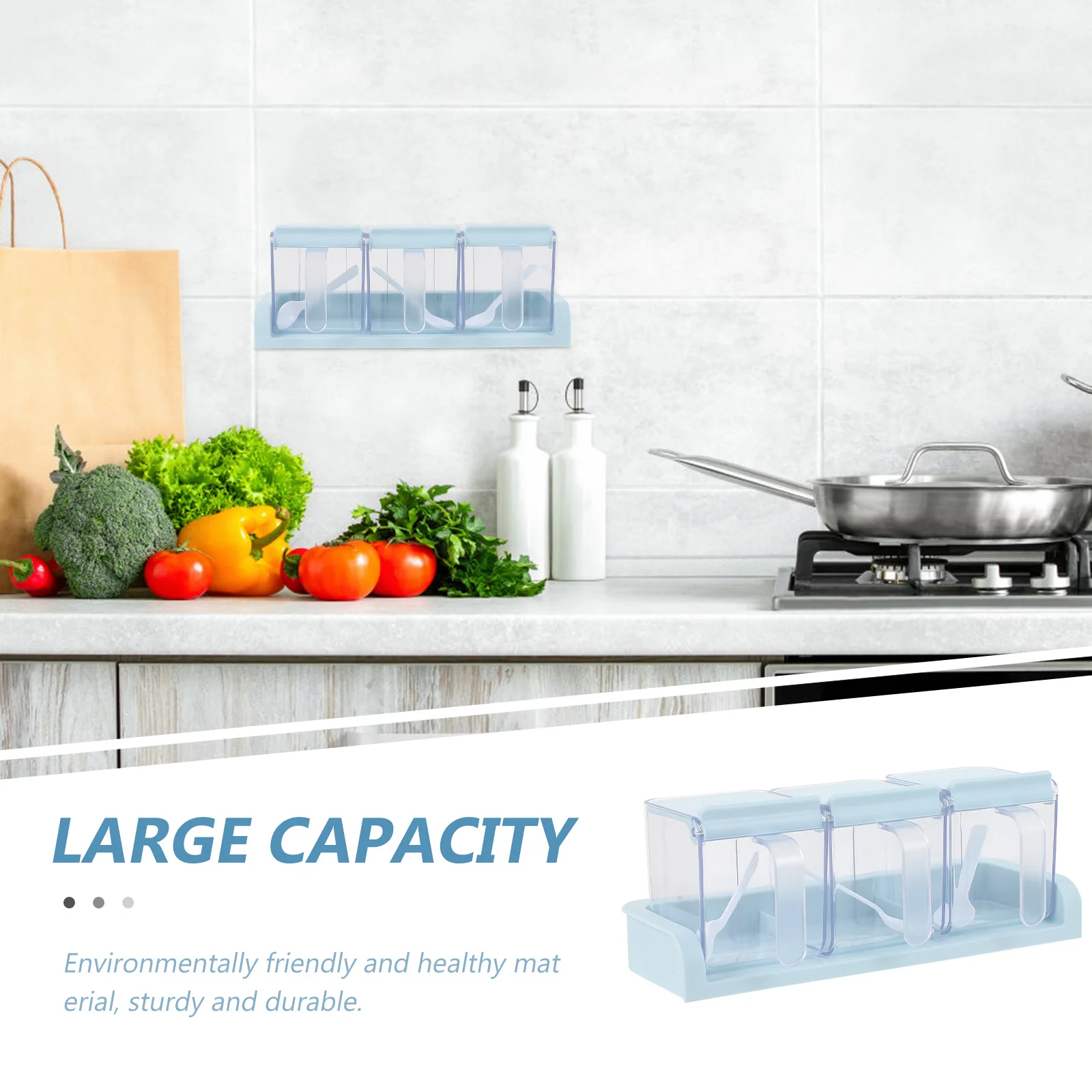 

1Set Square Seasoning Box Friendly Large Capacity Easy Pour Kitchen Storage Container Seasoning Container