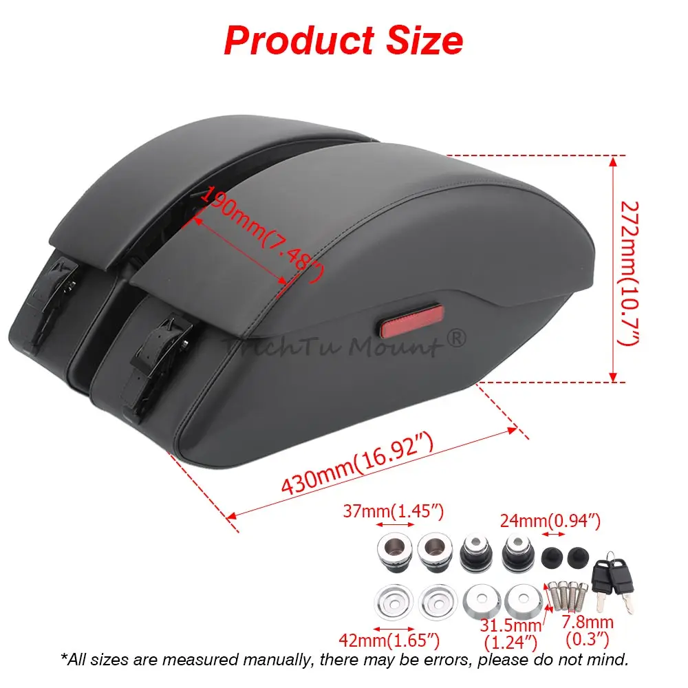 Motorcycle Black Quick Release Saddlebags Luggage Side Box With Mount Spools Kit For Indian Scout Sixty ABS 2015-2023 1 Pair