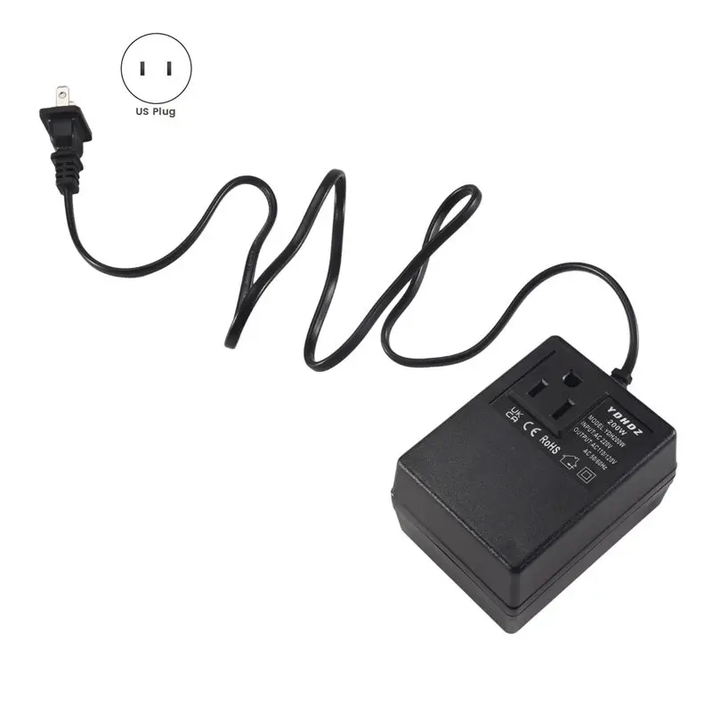 A33T-1 PCS 200W Voltage Converter Transformer 220V To 110V Step Down Travel Voltage Transformer Converter US Plug view 4