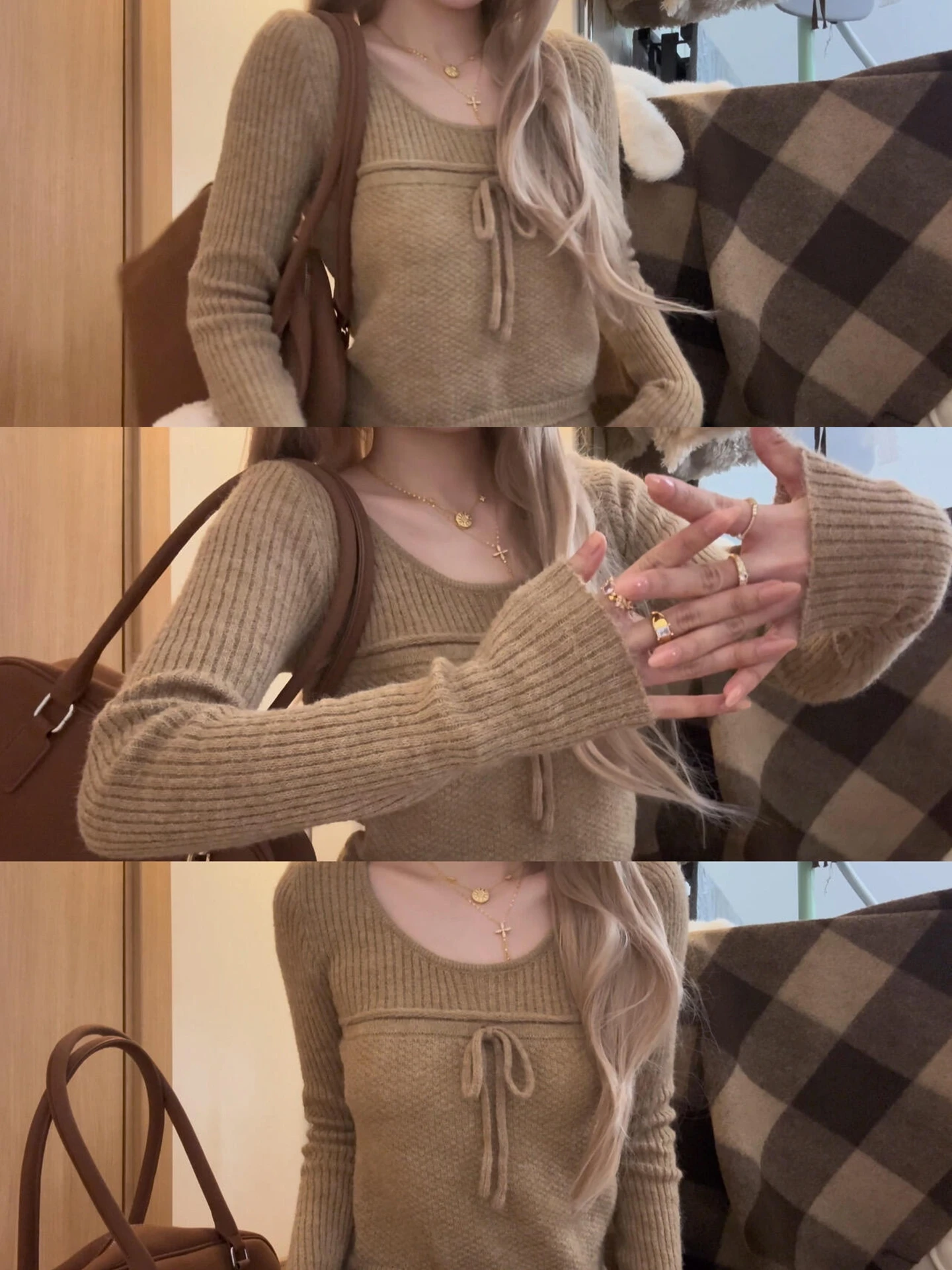 

Модный вязаный свитер для женщин, новинка 2025 года, красивый осенне-зимний уникальный базовый слой, верхний узел с запахом вокруг дизайна