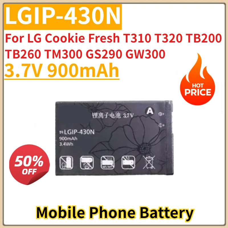

Battery 3.7V 900mAh LGIP-430N For LG Cookie Fresh T310 T320 TB200 TB260 TM300 GS290 GW300 Mobile PhoneBrand-New High Quality