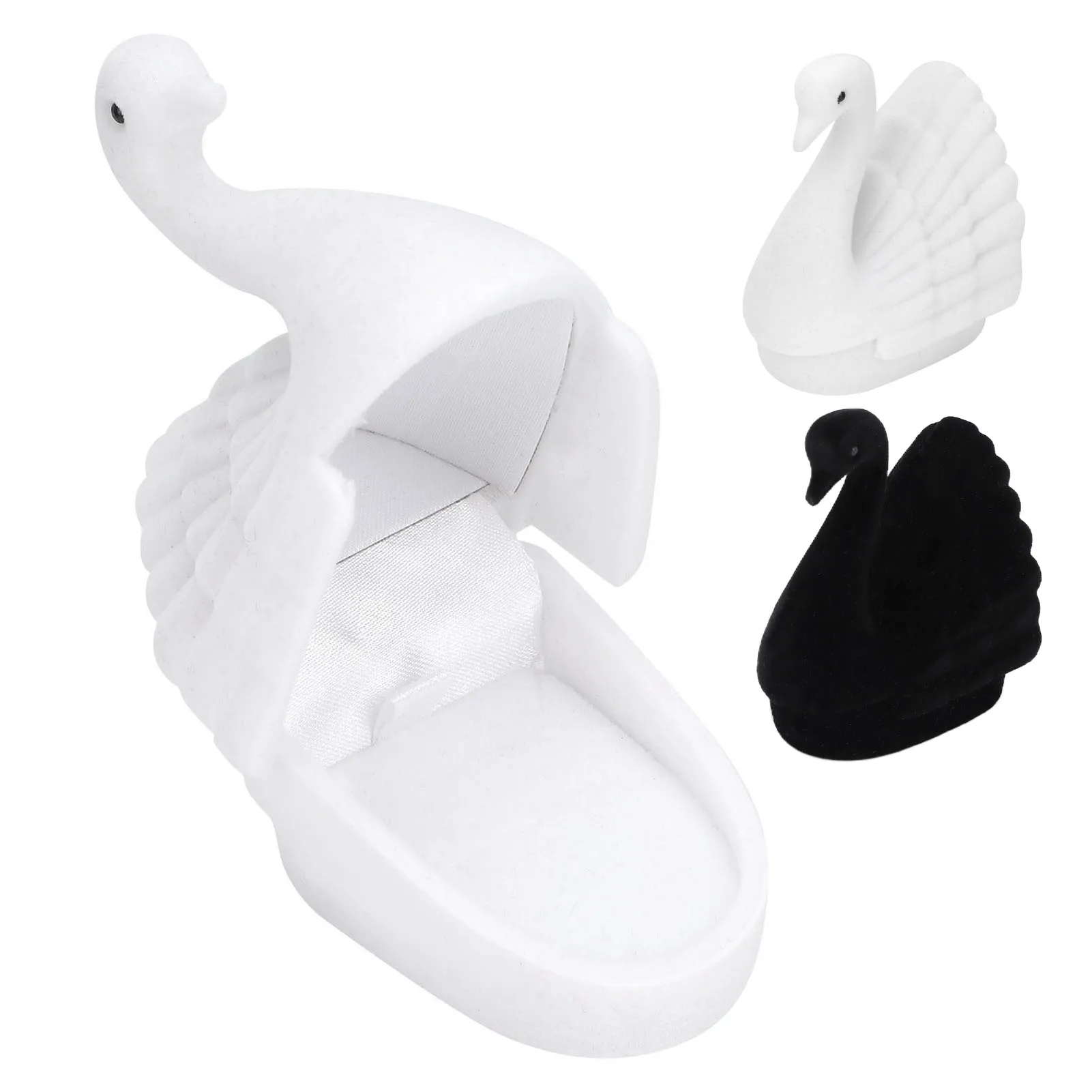 

Шкатулка для драгоценностей в форме лебедя, флокированная внутри, маленькая изысканная уникальная портативная коробка для сережек в стиле ретро на Рождество, день рождения, подарочная коробка