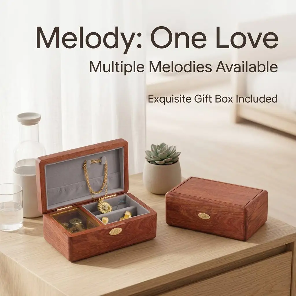 Caja de joyería de madera de palisandro, con motivos musicales, ideal para regalar a amigos, madres, esposas, en cumpleaños, festividades, el Día de San Valentín o Navidad.