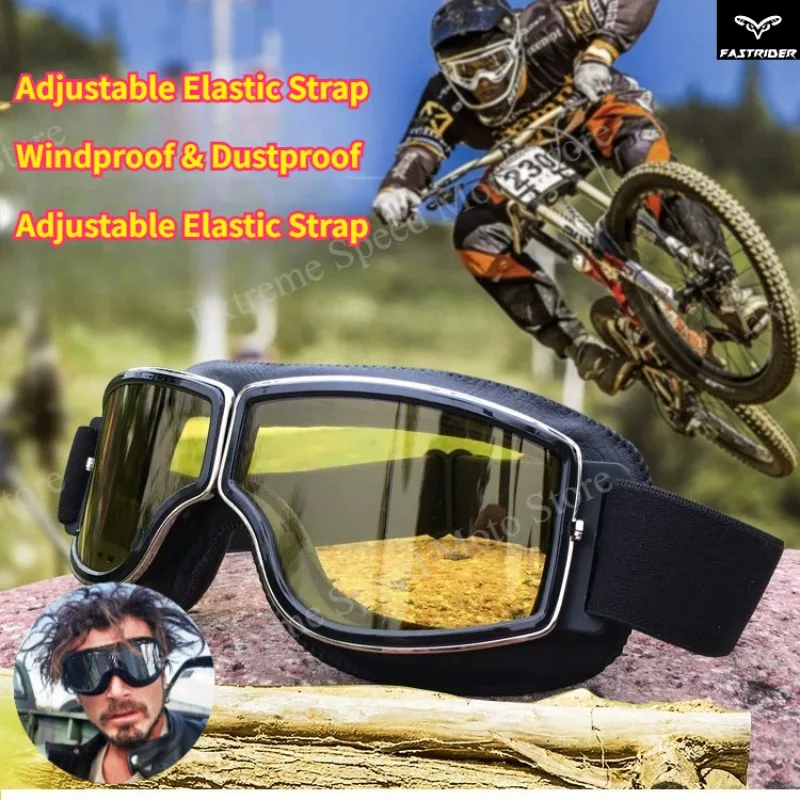 

Motorcycle Riding Goggles Windproof Dustproof UV Protection Glasses for Vintage Helmets