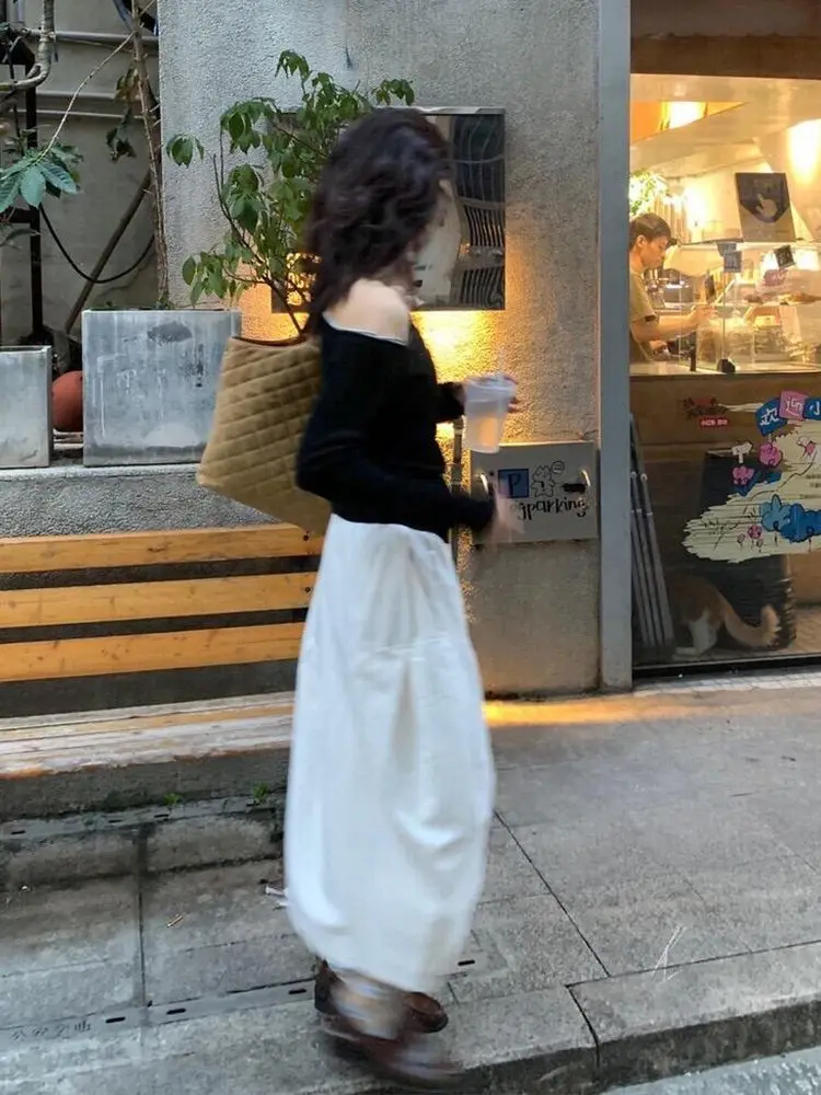 

Футболка с открытыми плечами и цифровым принтом, женская весенняя эластичная футболка со сборкой на талии, минималистичный городский профессиональный офисный стиль