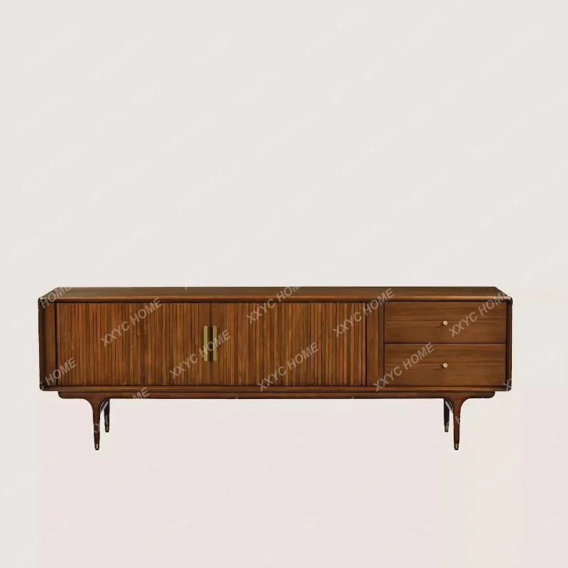 HHMedieval solid wood TV cabinet  retro  wall cabinet Rolling shutter door Small apartment living room floor cabinet