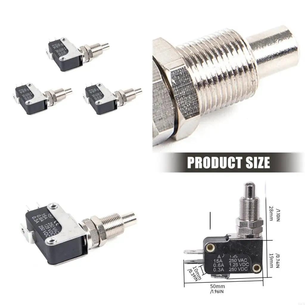 M6CB Practical V-16-1CQ Small Switches Pushbutton Switches Metal Texture for Office Equipment Home Appliances and Projects