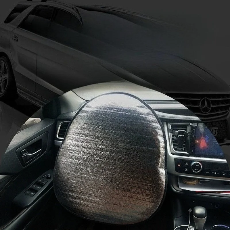 1pc Keep Your Car Cool & Protected - Steering Wheel Sun Shade Cover Fits All SUVs, Trucks & Cars